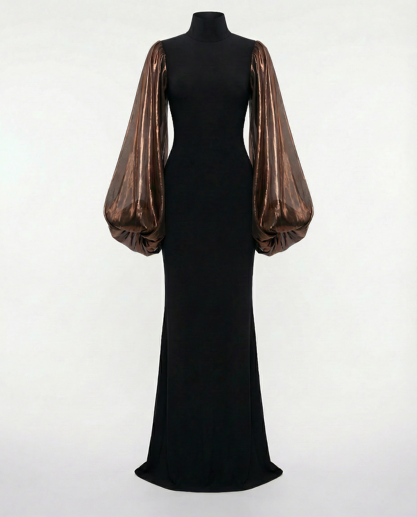 Sculpted Sleeve Gown – Bronze