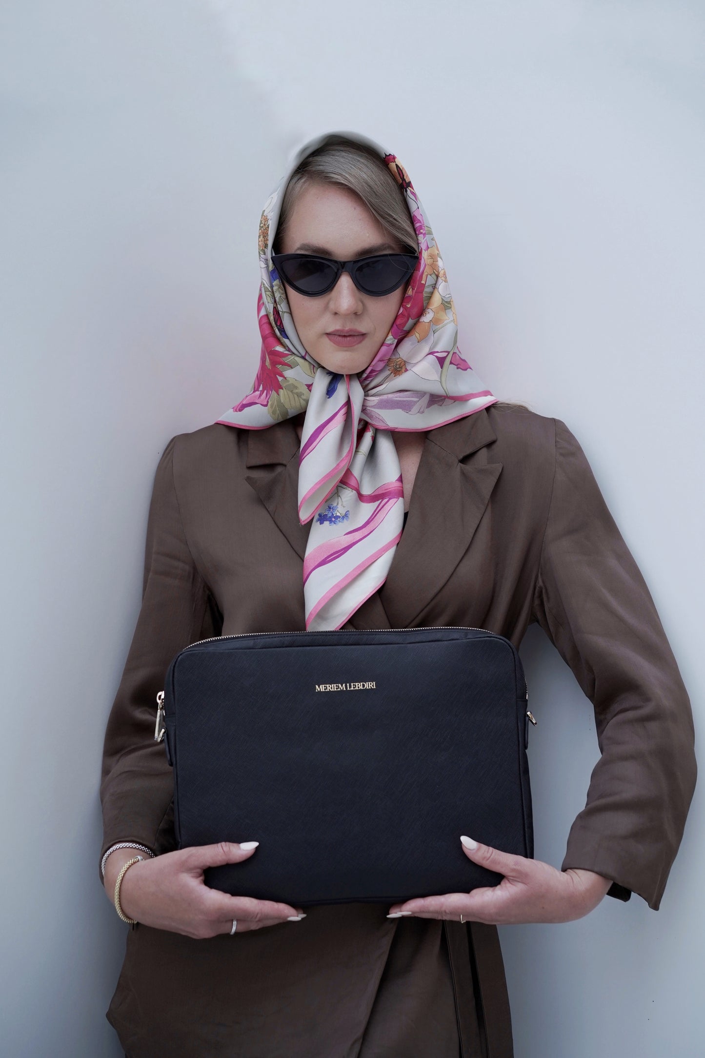 Laptoptasche Saffiano-Leder Schwarz