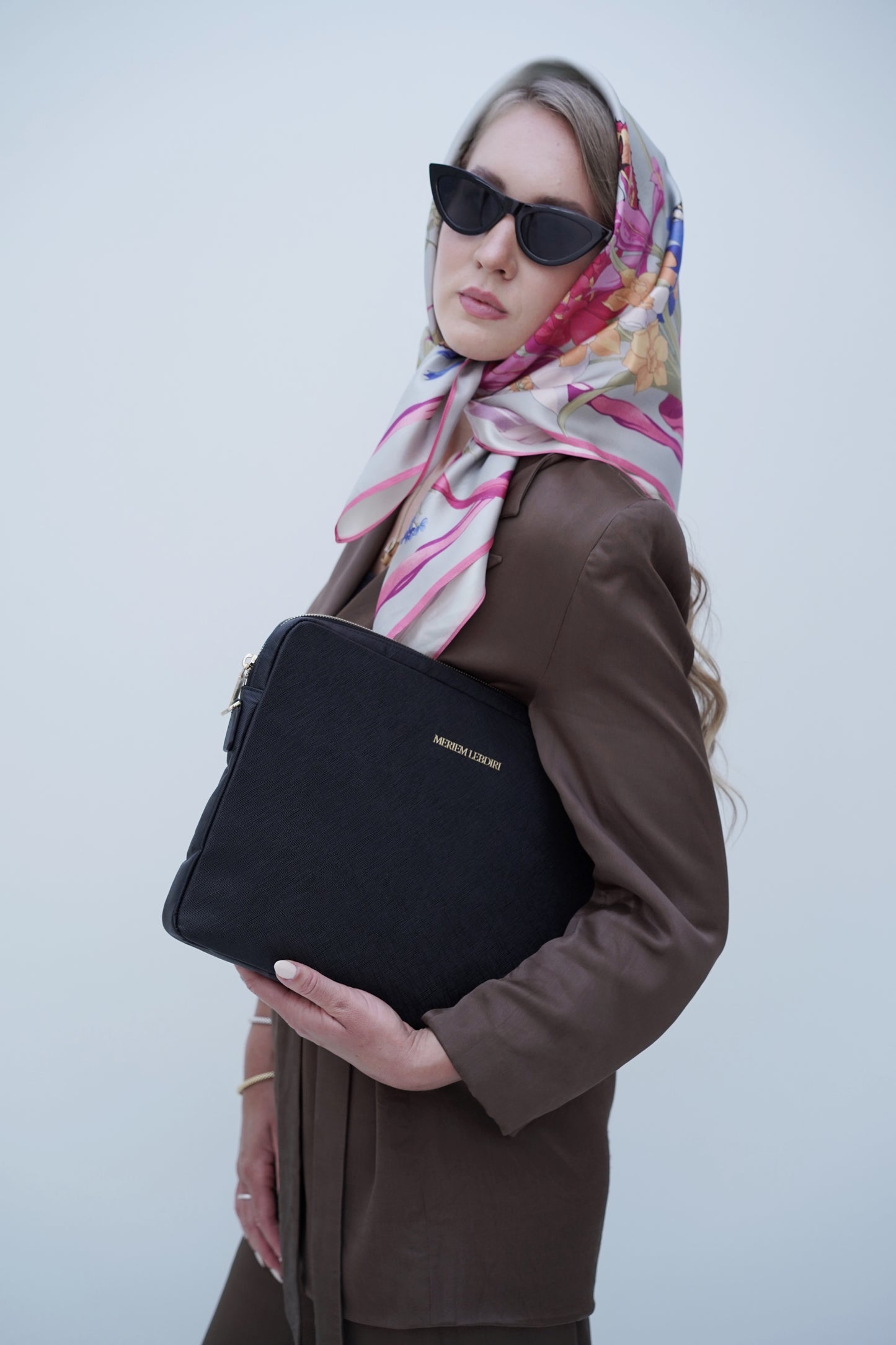 Laptoptasche Saffiano-Leder Schwarz