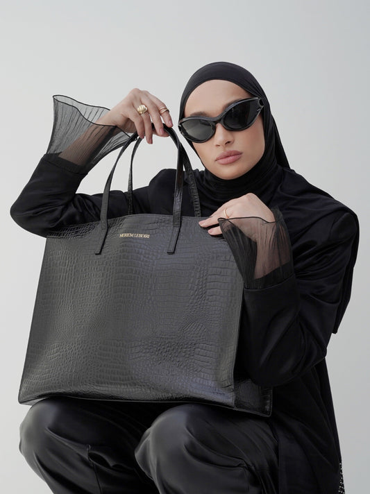 Business Travel Bag – Schwarz Croco