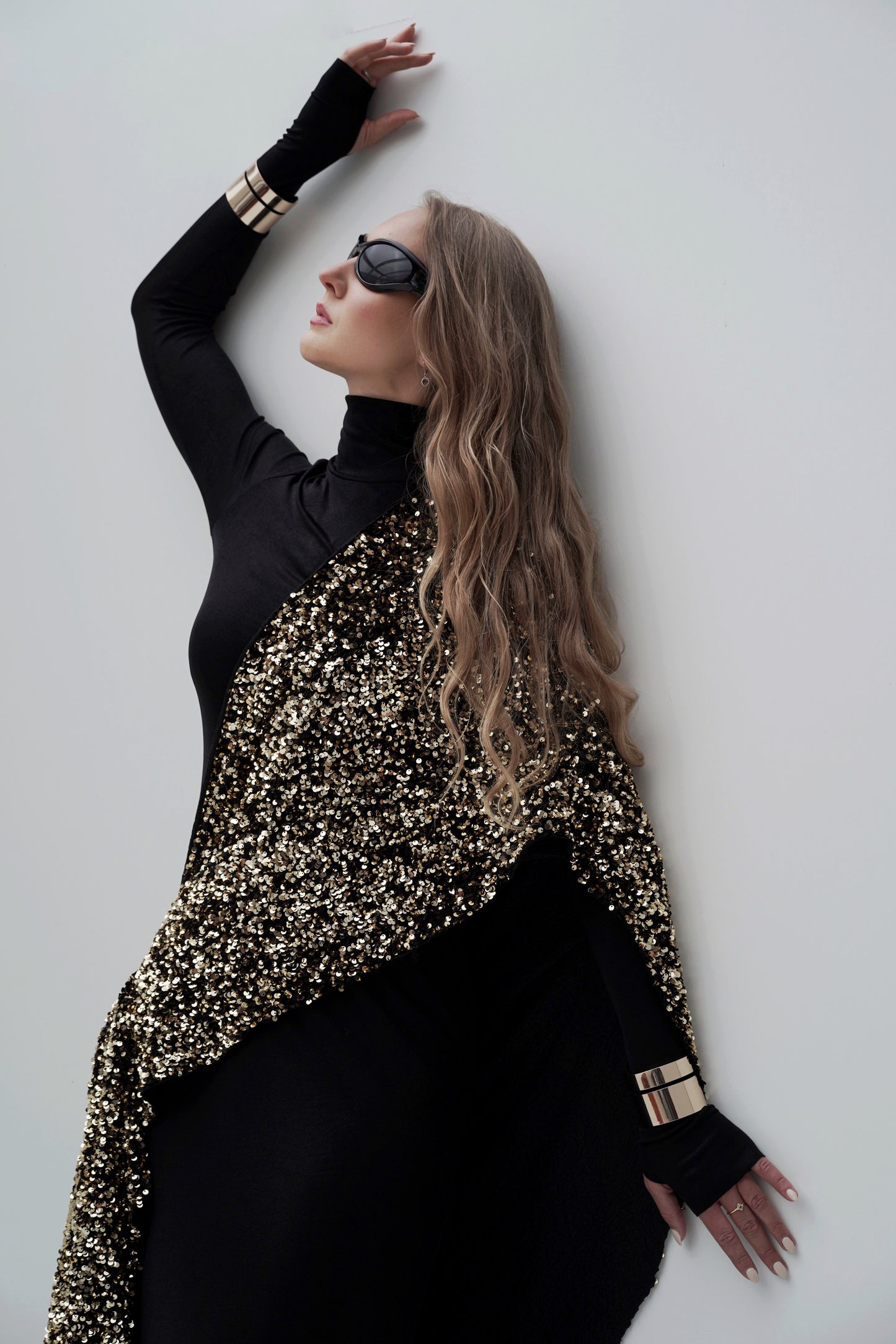 Gold-Schwarz Pailletten-Kleid