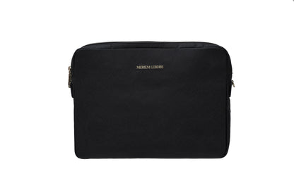 Laptop Ledertasche mit Krokooptik Schwarz