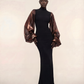 Sculpted Sleeve Gown – Bronze