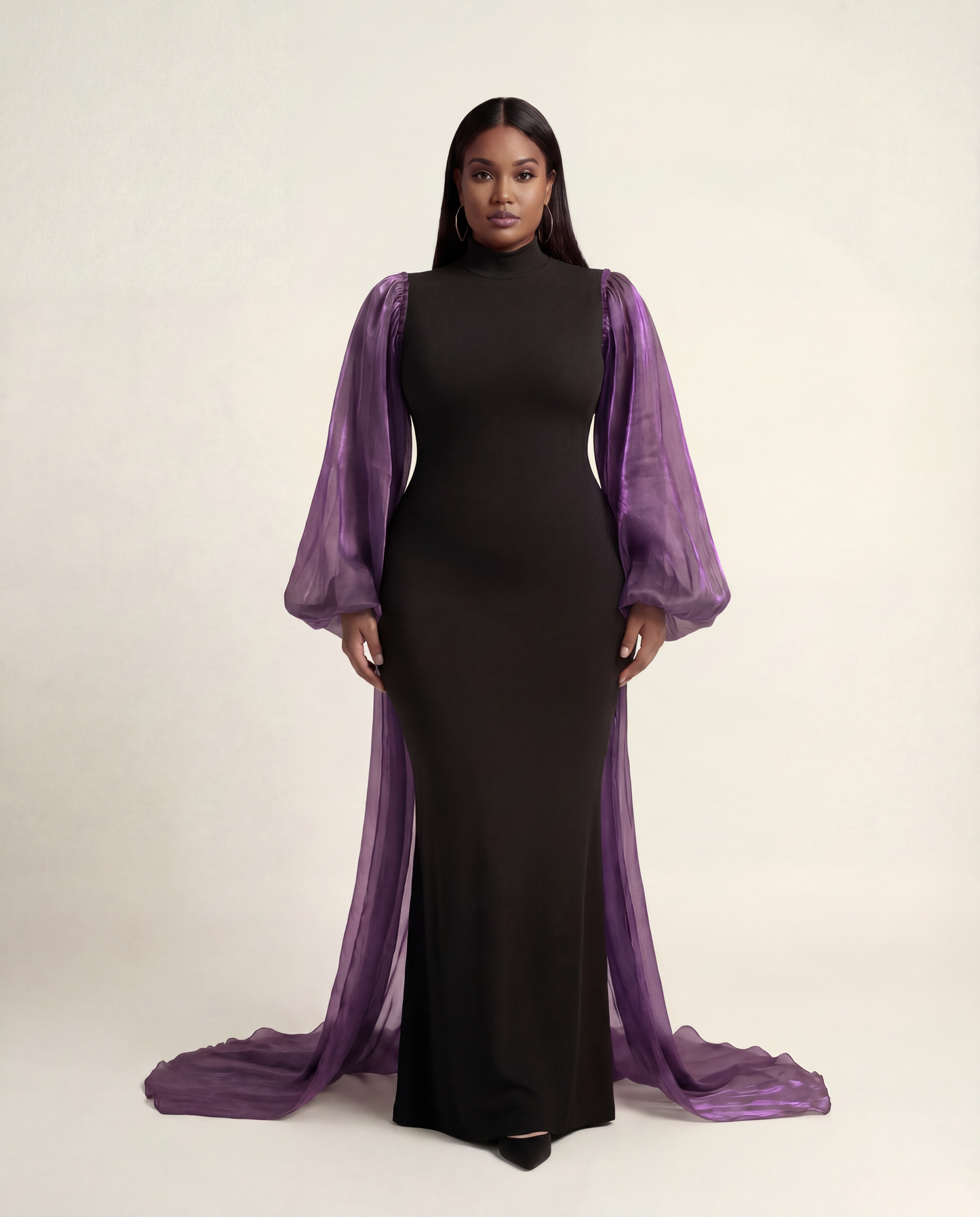 Sheer Sleeve Gown – Amethyst