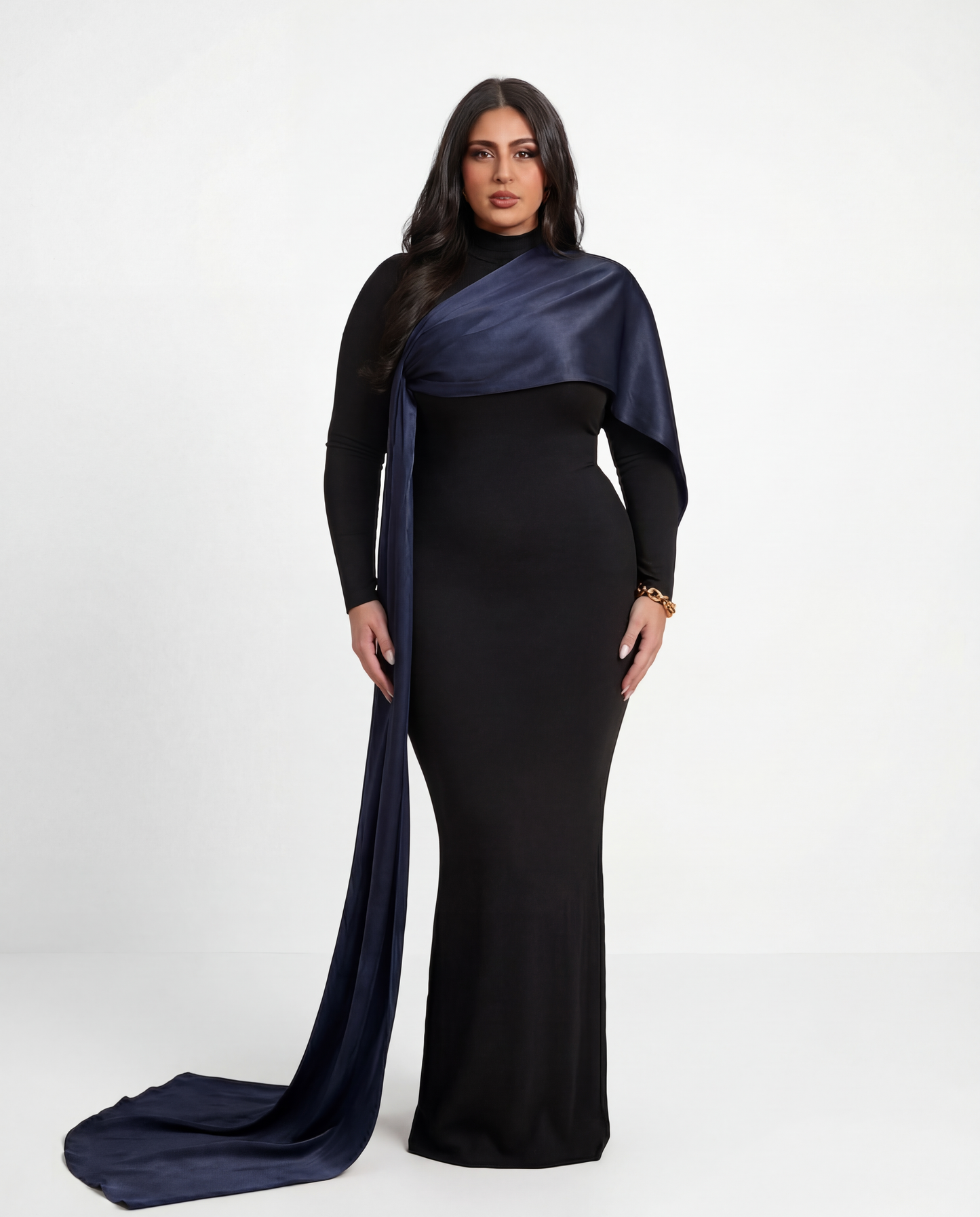Draped Gown – Dark blue