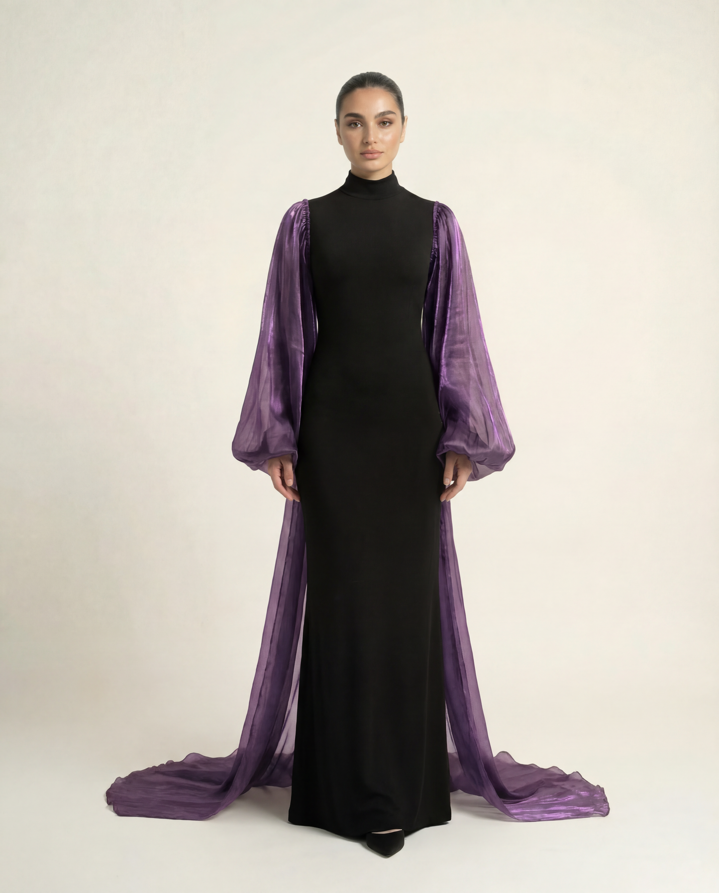 Sheer Sleeve Gown – Amethyst