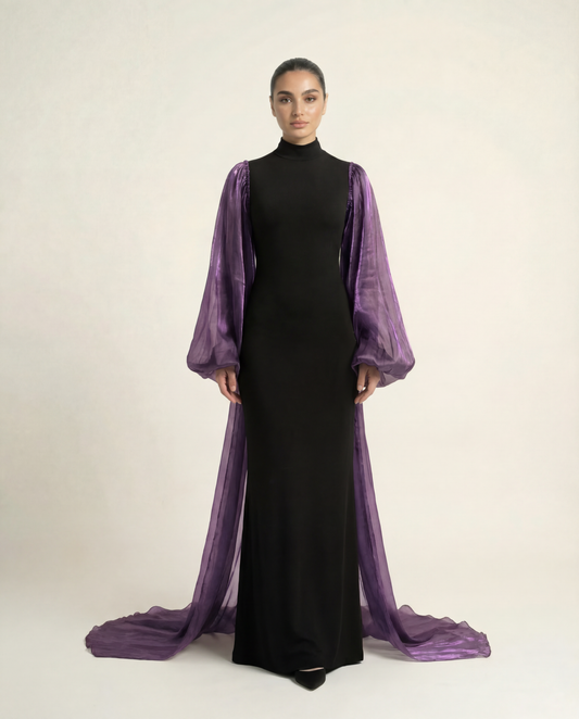Sheer Sleeve Gown – Amethyst