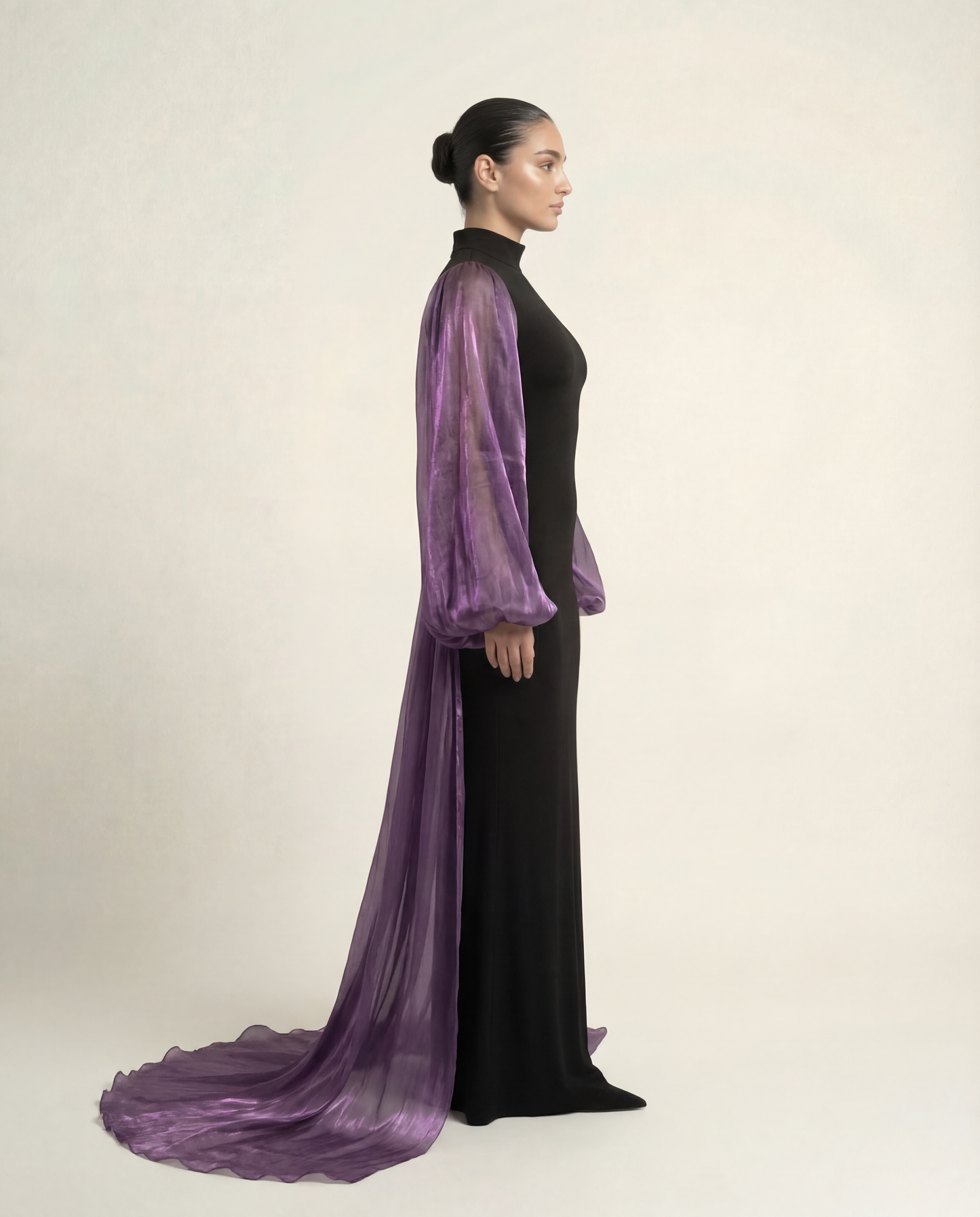 Sheer Sleeve Gown – Amethyst