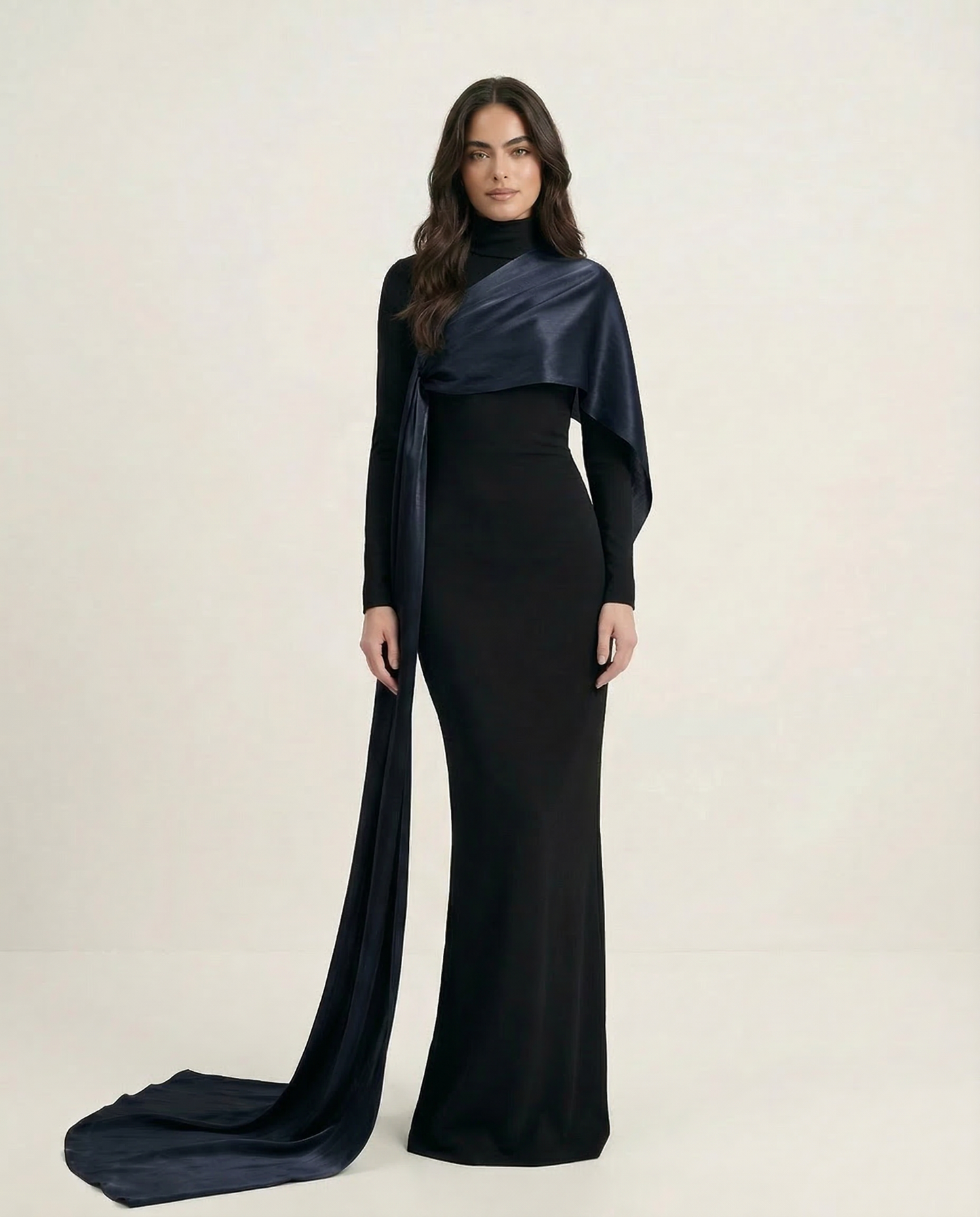 Draped Gown – Dark blue