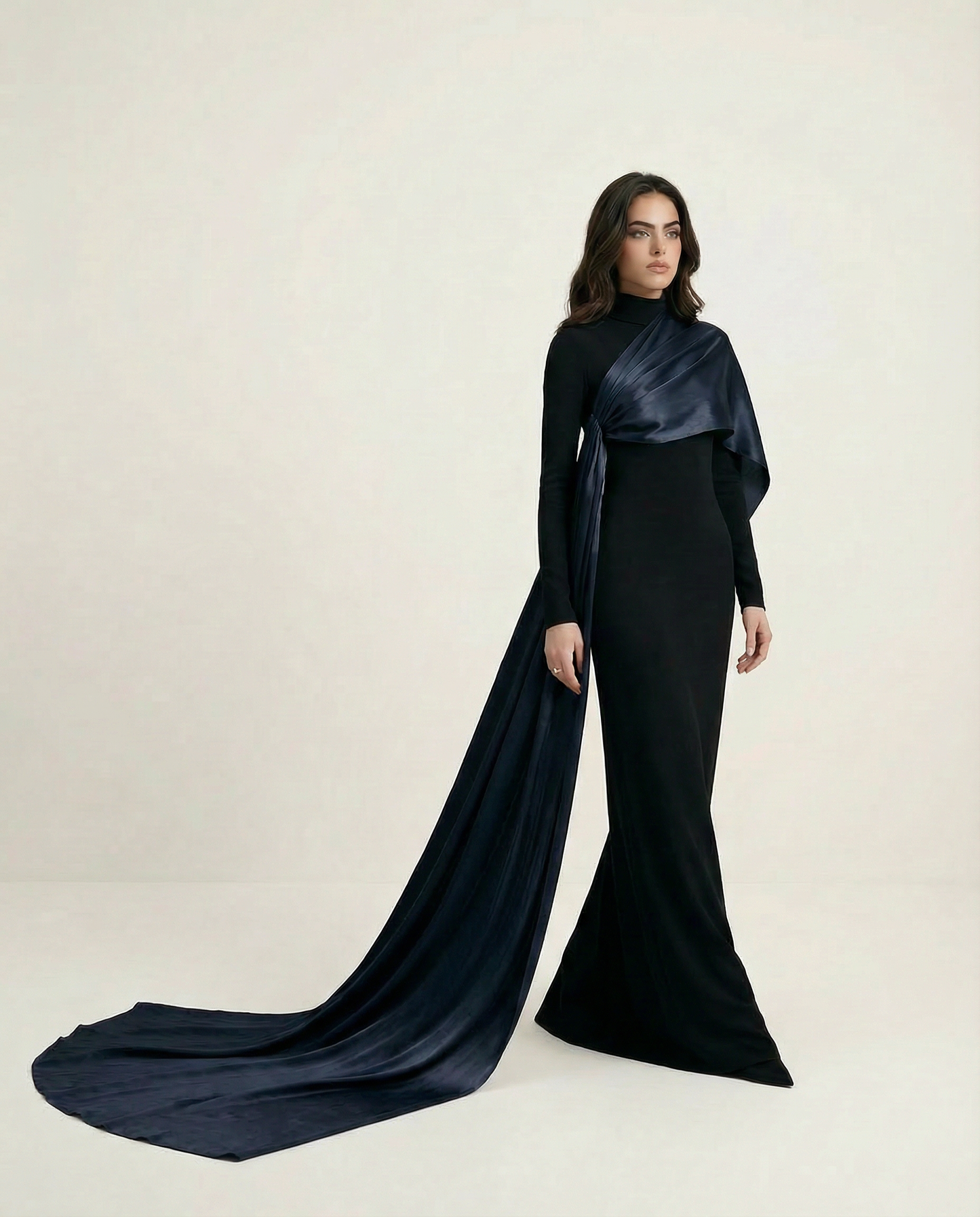 Draped Gown – Dark blue