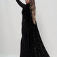 Schwarzes Pailletten-Cape-Kleid