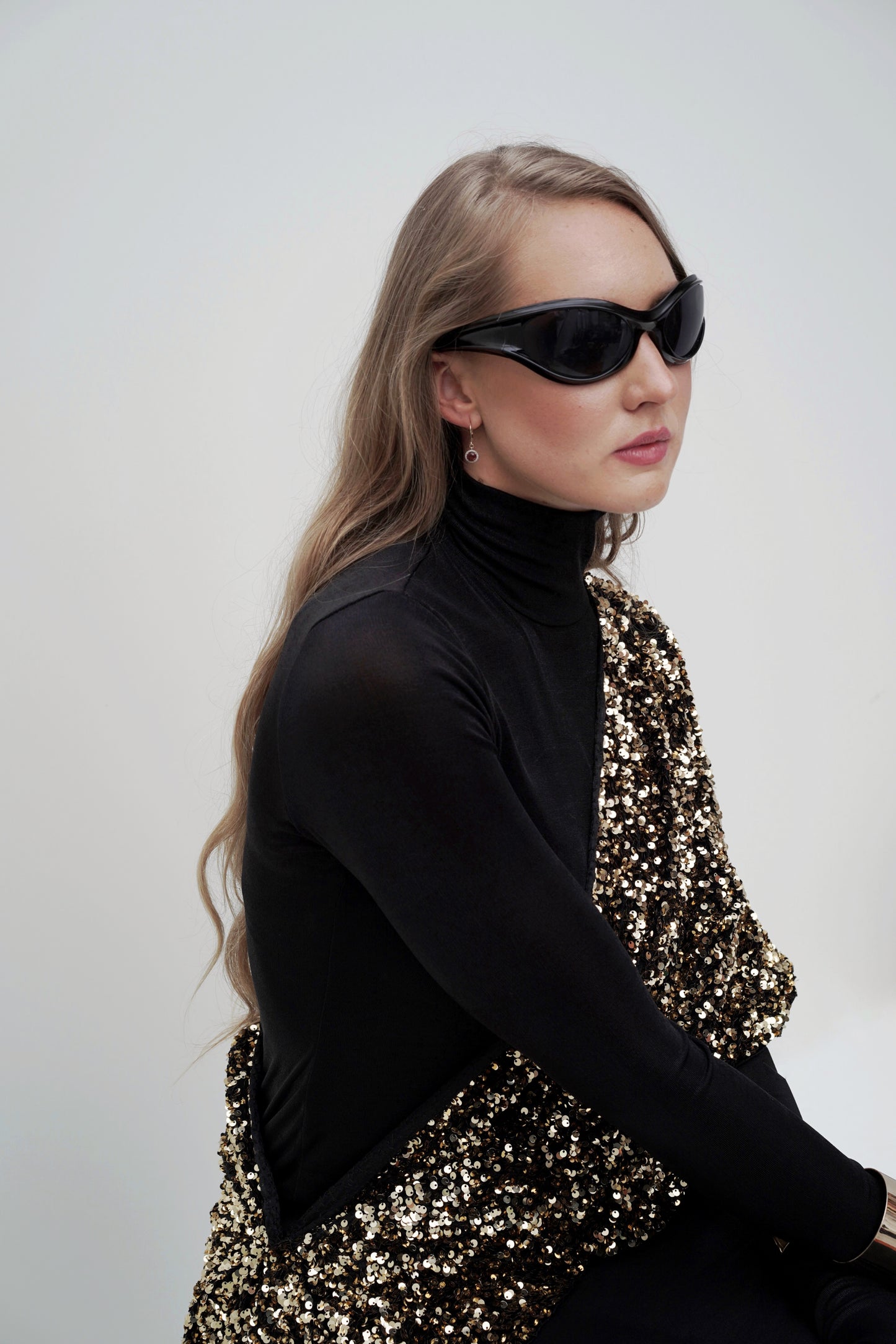 Gold-Schwarz Pailletten-Kleid