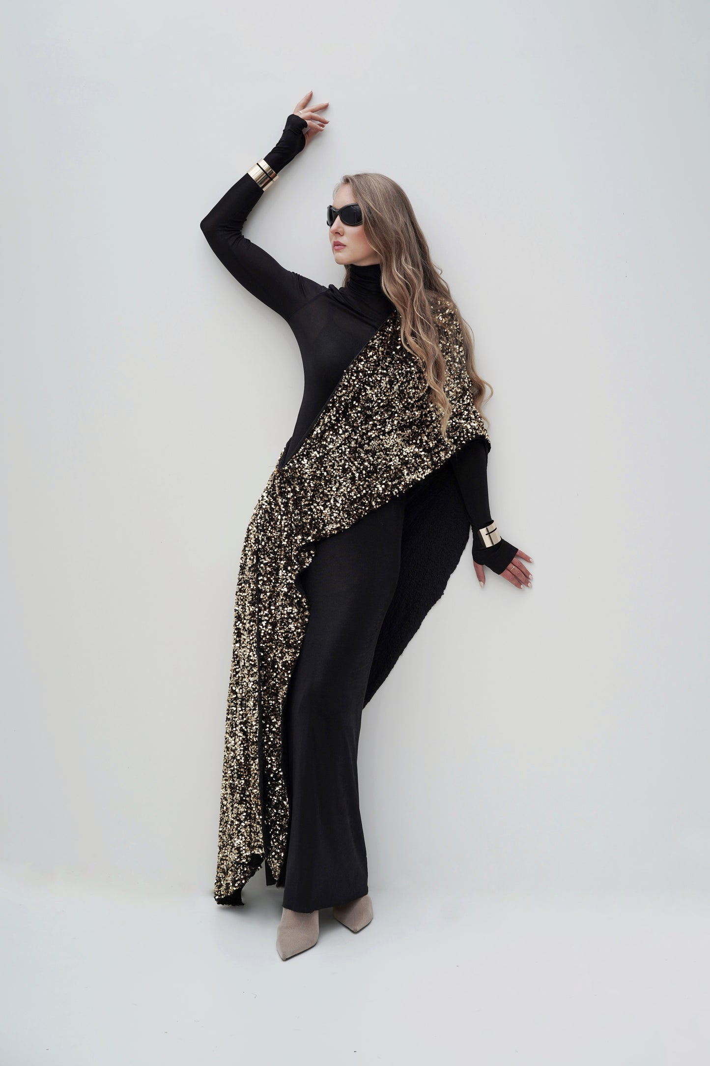 Gold-Schwarz Pailletten-Kleid