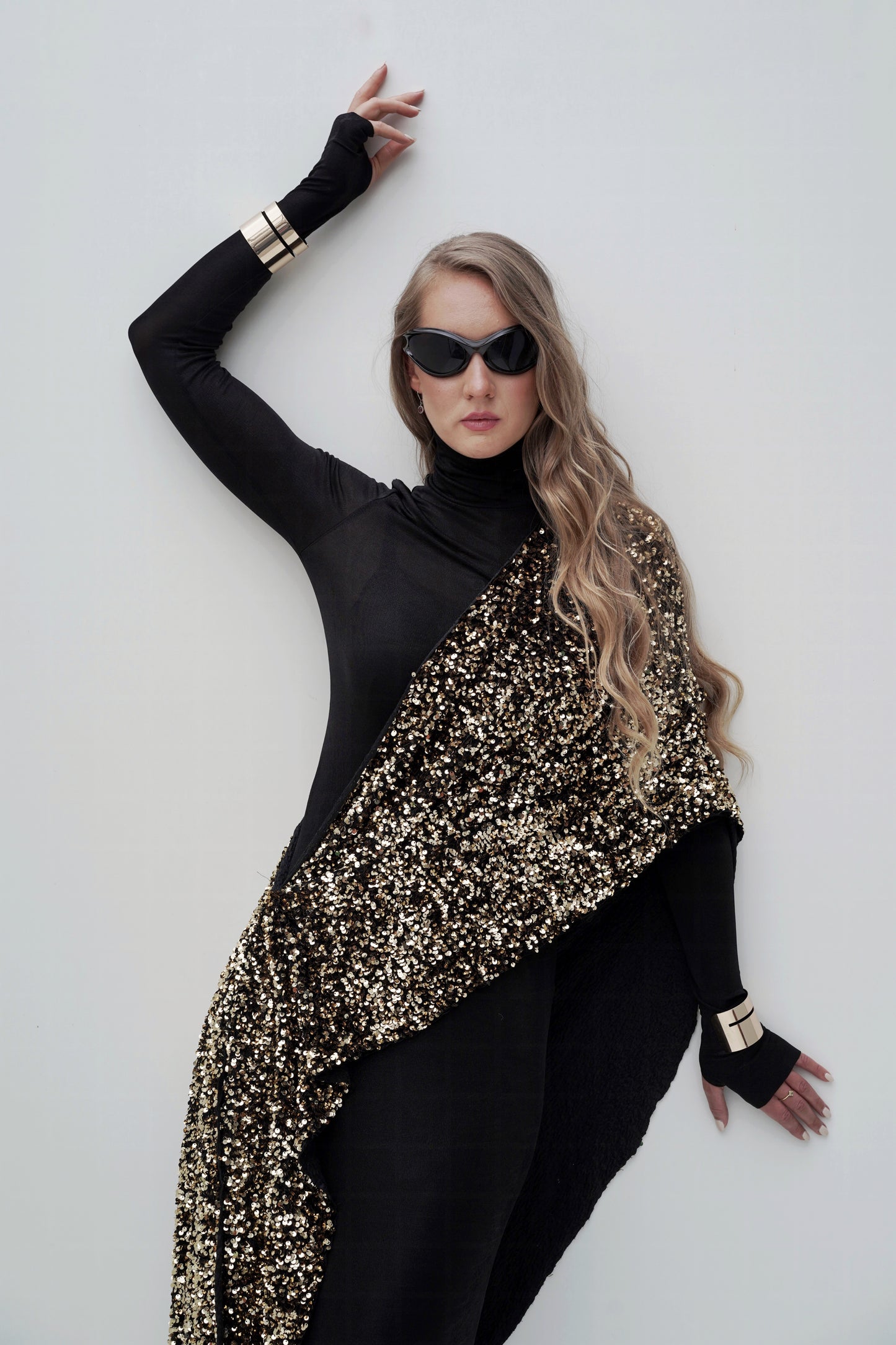 Gold-Schwarz Pailletten-Kleid