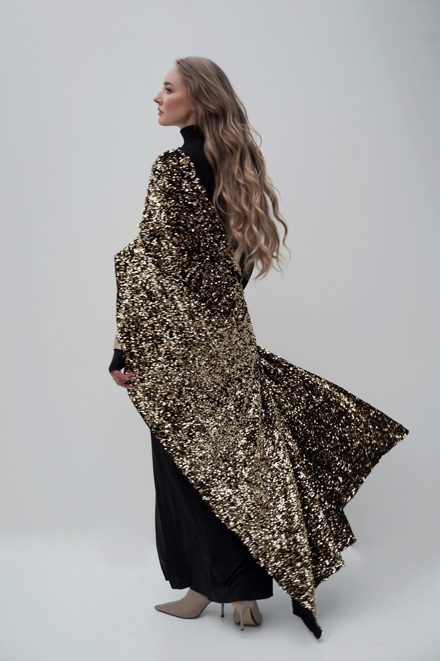 Gold-Schwarz Pailletten-Kleid