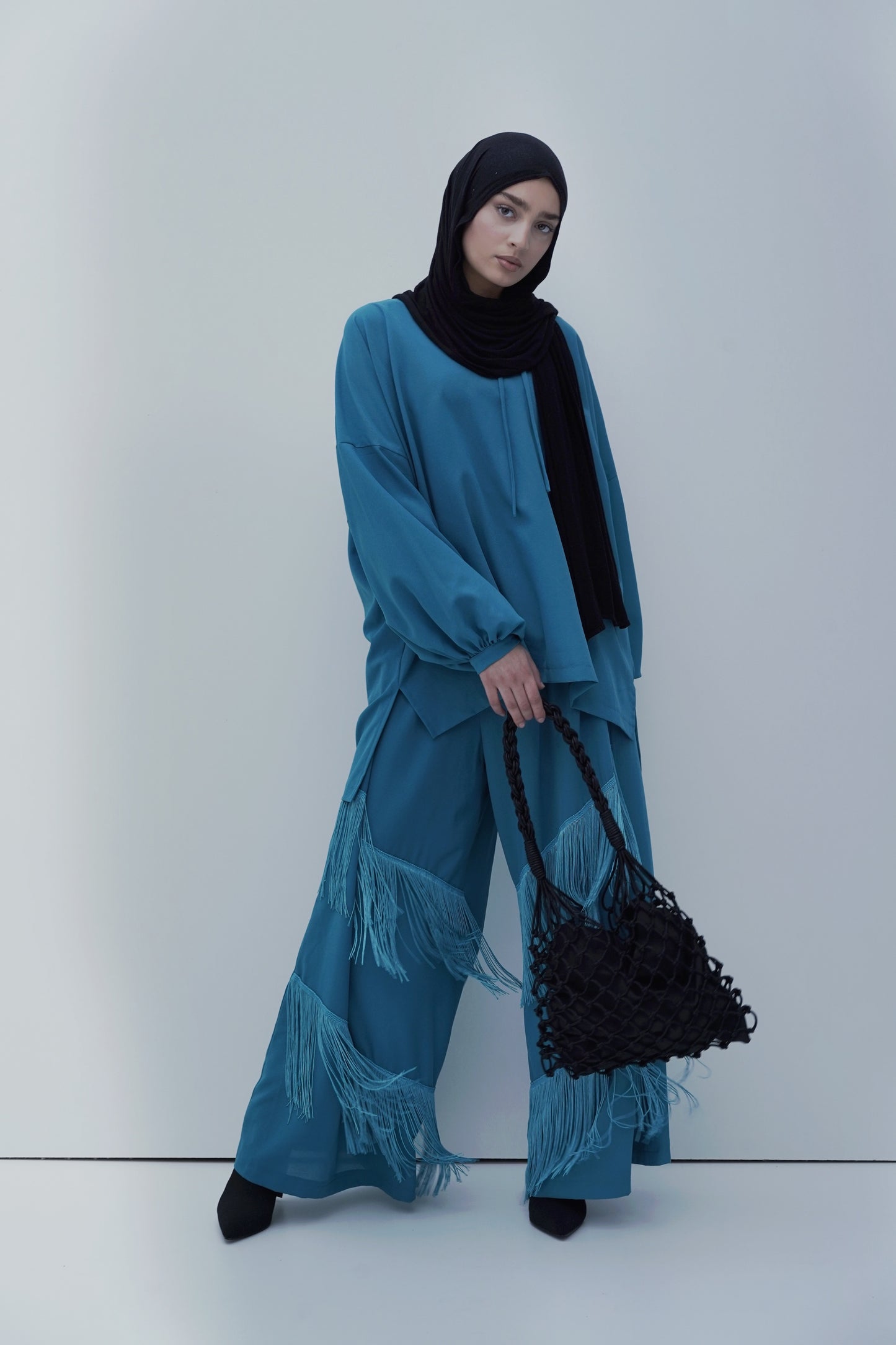 Wide Leg Pants - Aqua