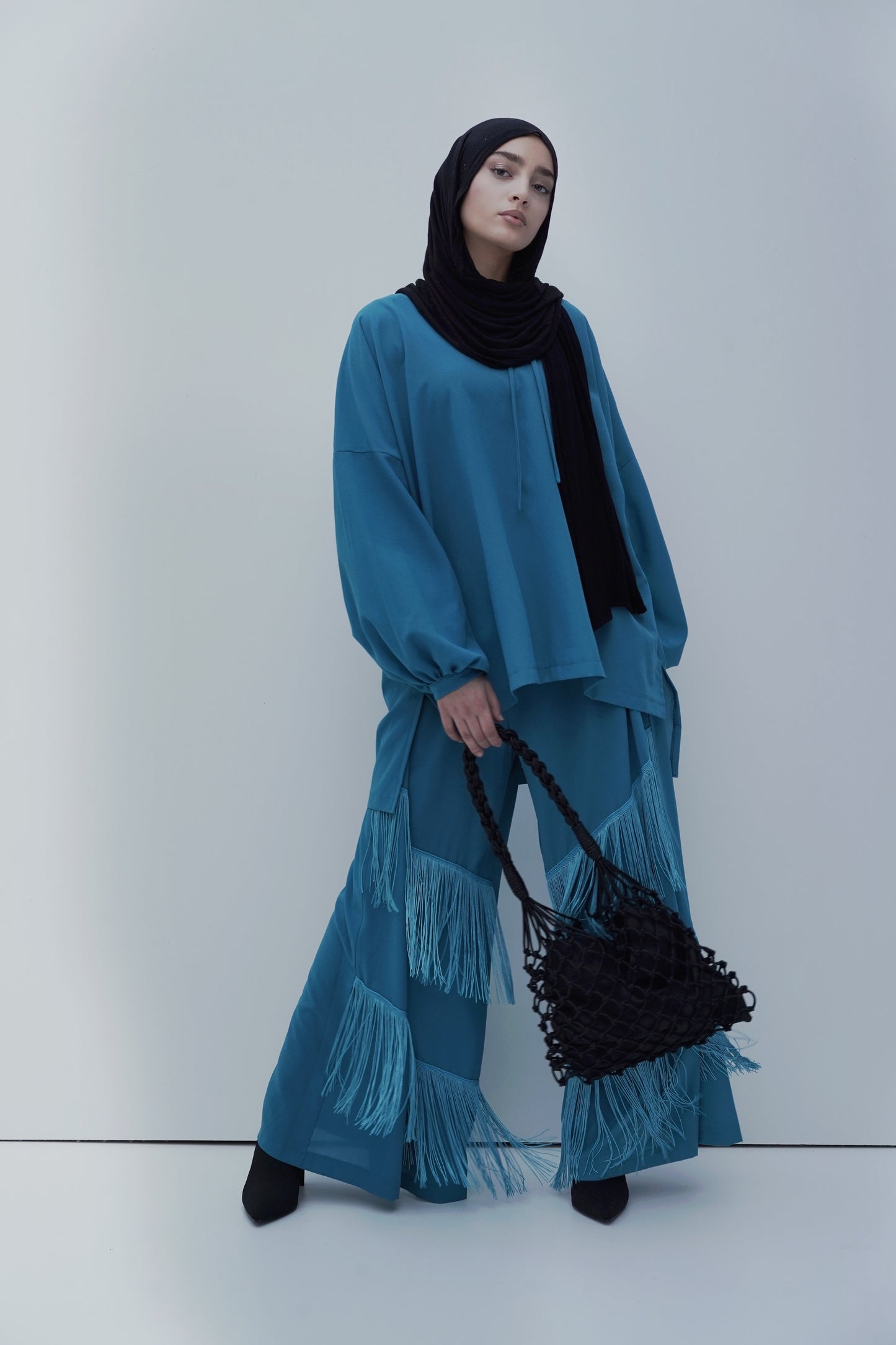 Wide Leg Pants - Aqua